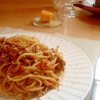 もやし豚肉トマトにんにく、カレー風味の節約焼きスパ